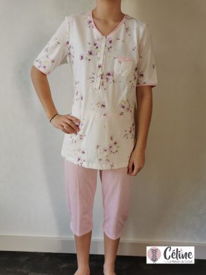 Pyjama corsaire Ringella Violette ivoire