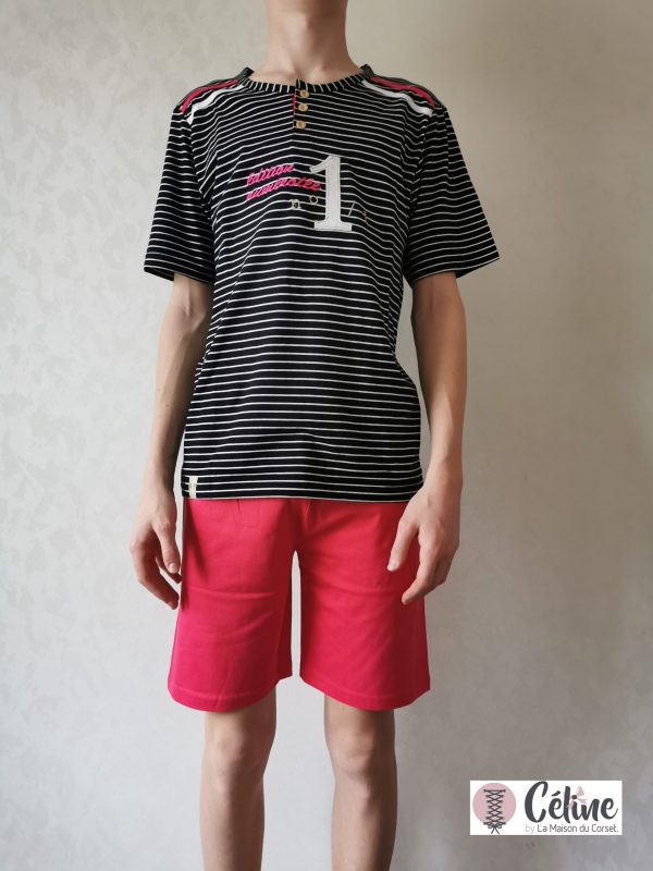 Pyjashort Homme Rose Pomme Edition numérotée noir fushia