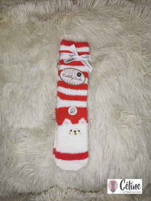 Chaussettes Taubert Winter Friends Ours blanc rouge antidérapant 6587 Ours blanc rouge